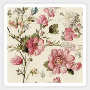Vintage Peach and Pink Romantic Floral Sticker